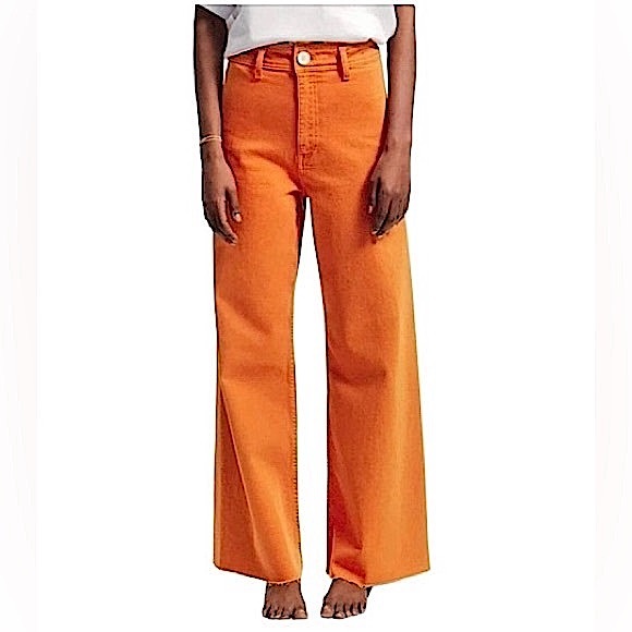 Zara Pants - Zara The Marine Straight High Waisted Stretchy Denim Jeans Orange, Size 0